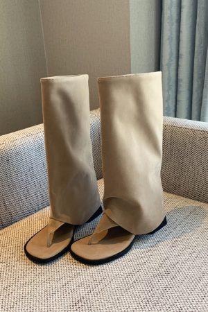 French-Style Western Open-Toe Ankle Boots for Women - Chunky Heel Mid-Calf Summer 2025 Fashion Footwear