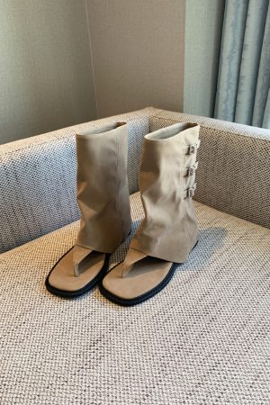 French-Style Western Open-Toe Ankle Boots for Women - Chunky Heel Mid-Calf Summer 2025 Fashion Footwear