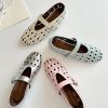 French Style Women's Sheepskin High-Heeled Sandals with Breathable Hollow Round Toe and Single Strap - Chic Summer Footwear