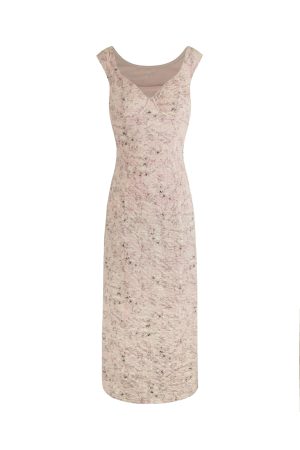 French V-Neck Fitted Split Printed Chiffon Long Dress - Elegant Summer Style, Perfect for 90s Inspired or Y2K Fashion