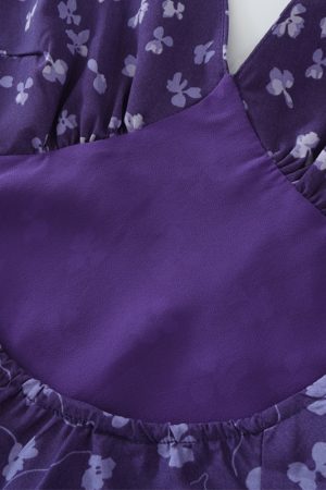 French Vintage Backless Floral Halter V-Neck Dress for Summer 2025 - Chic Vacation Style