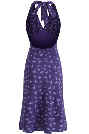 French Vintage Backless Floral Halter V-Neck Dress for Summer 2025 - Chic Vacation Style