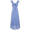 French Vintage Blue Floral Vacation Dress for Women - 2025 Summer Long Tea Break Style