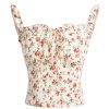 French Vintage Floral Spaghetti Strap Crop Top with Open Back - 2025 Summer Style, Boho Chic, Y2K Inspired
