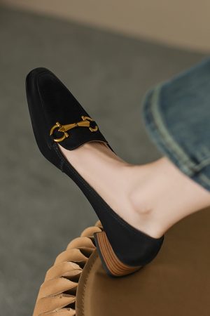 French Vintage Genuine Leather Small Square Toe Color-Worn Mid-Heel Shoes for Women - 2025 Versatile Y2K Style