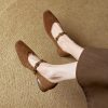 French Vintage Low-Heeled Mary Jane Shoes for Women - Versatile Square-Toe Flats in Italian Style
