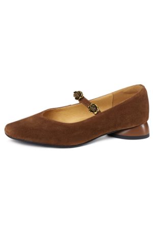 French Vintage Low-Heeled Mary Jane Shoes for Women - Versatile Square-Toe Flats in Italian Style