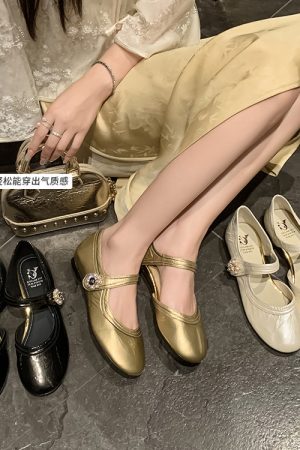 French Vintage One-Strap Side-Cut Mary Jane High Heels for Women - Fashionable and Versatile, Perfect for Stylish Outfits