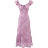 French Vintage Purple Jacquard Dress for Women - 2025 Summer Flying Sleeve Long Dress in 90s Inspired Style
