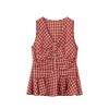 French Vintage Red Plaid Sleeveless Vest Top for Women - Summer Beach Vacation Fashion, Hot Girl Style