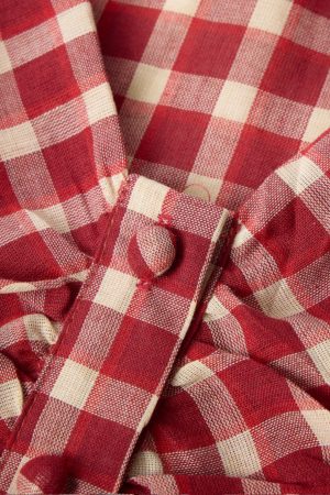 French Vintage Red Plaid Sleeveless Vest Top for Women - Summer Beach Vacation Fashion, Hot Girl Style