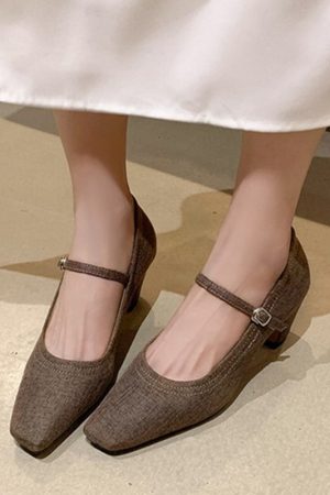 French Vintage Square Toe High Heels - Versatile Mary Jane Shoes for Women, Chic Italian Style Footwear