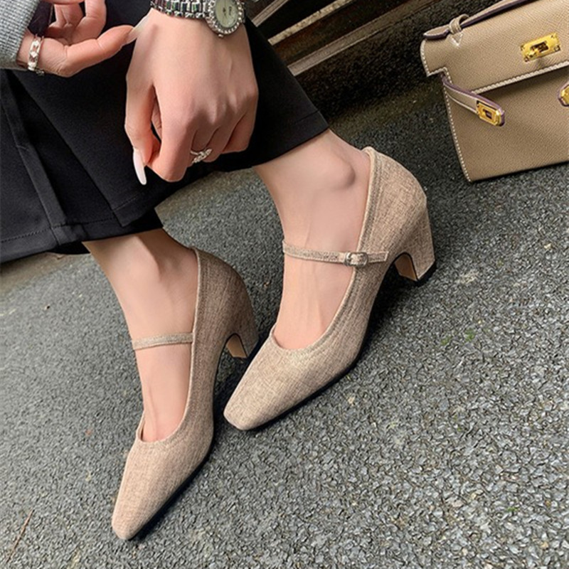 French Vintage Square Toe High Heels - Versatile Mary Jane Shoes for Women, Chic Italian Style Footwear French Vintage Square Toe High Heels - Versatile Mary Jane Shoes for Women, Chic Italian Style Footwear