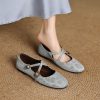 French Vintage Style Genuine Leather Cross Strap Flat Mary Jane Shoes for Women - Round Toe, Shallow Mouth, Perfect for Spring