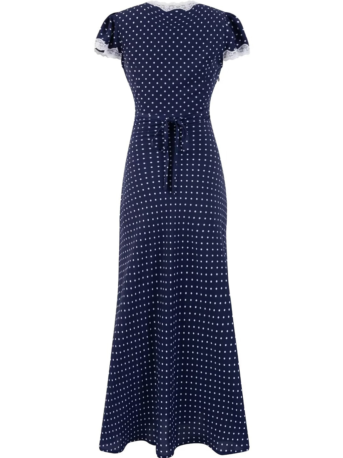 French Vintage V-Neck Polka Dot Long Vacation Dress for Women - 2025 Summer Style, Perfect for 90s Inspired Looks French Vintage V-Neck Polka Dot Long Vacation Dress for Women - 2025 Summer Style, Perfect for 90s Inspired Looks