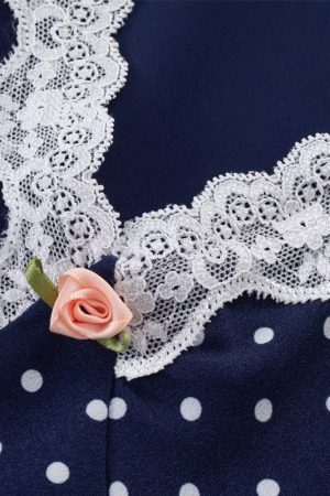 French Vintage V-Neck Polka Dot Long Vacation Dress for Women - 2025 Summer Style, Perfect for 90s Inspired Looks