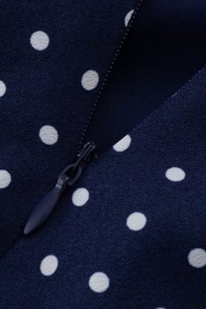 French Vintage V-Neck Polka Dot Long Vacation Dress for Women - 2025 Summer Style, Perfect for 90s Inspired Looks