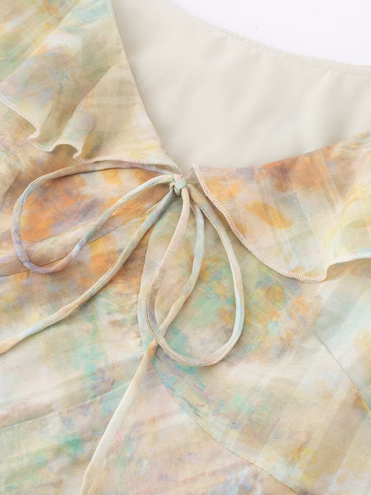 French Vintage V-Neck Ruffled Gradient Printed Dress for Women - Summer 2025 Long Skirt, Boho Chic Style French Vintage V-Neck Ruffled Gradient Printed Dress for Women - Summer 2025 Long Skirt, Boho Chic Style