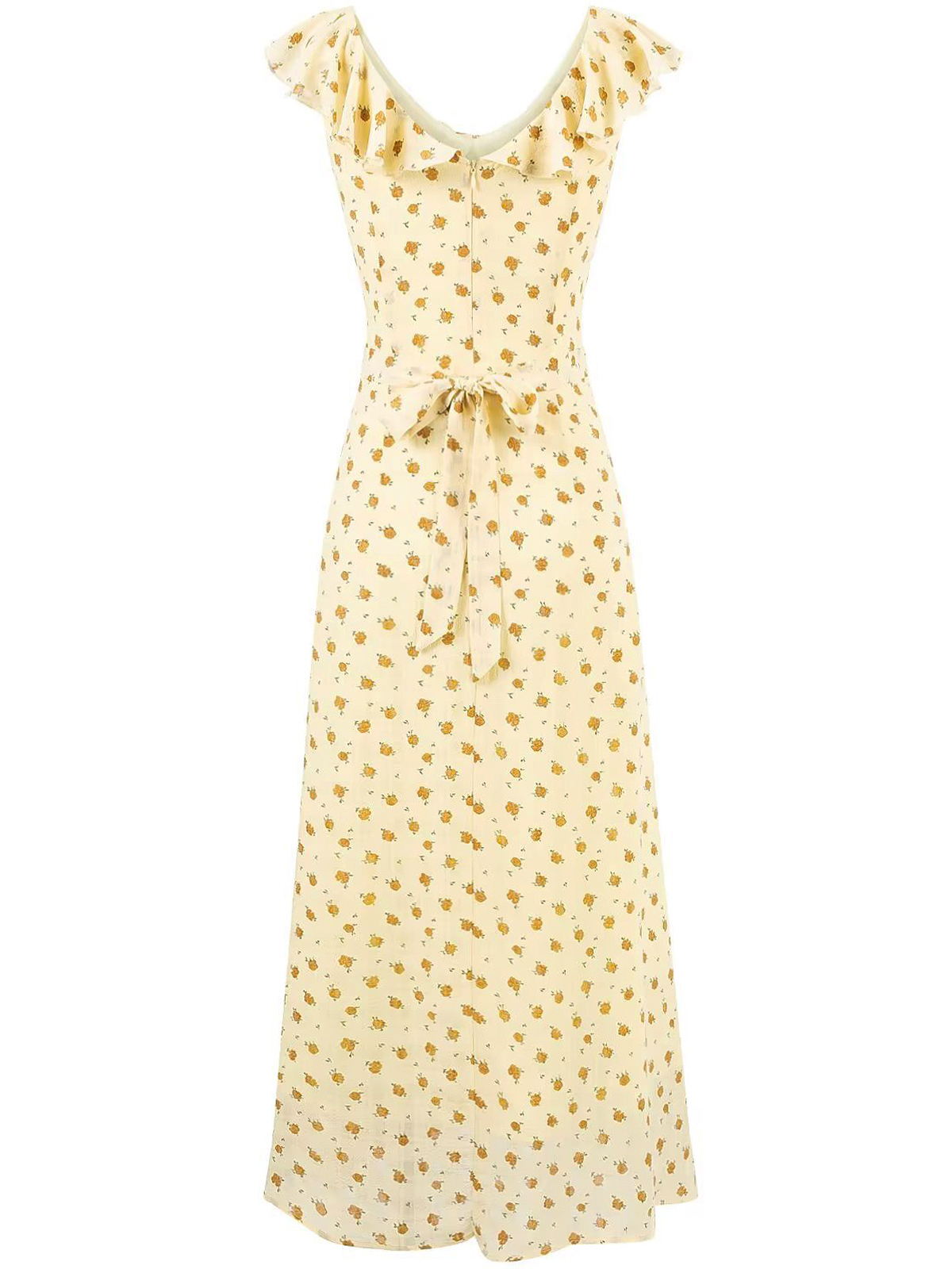 French Vintage Yellow Floral Long Dress for Women - 2025 Summer Tea Break Vacation Style French Vintage Yellow Floral Long Dress for Women - 2025 Summer Tea Break Vacation Style