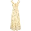 French Vintage Yellow Floral Long Dress for Women - 2025 Summer Tea Break Vacation Style