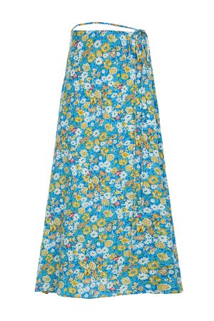 Fresh Floral Tie Low Waist Mid-Length Straight Skirt for Women - Beachy 90s Style Half Skirt