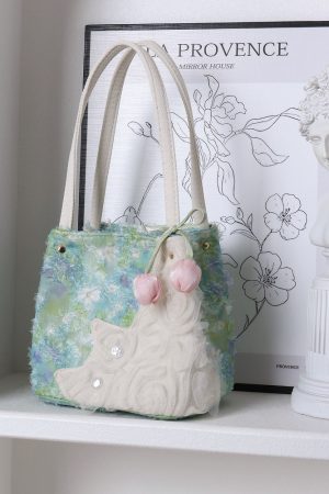 Fresh Style Cat Basket Bag for Women - Light Spring Green Crossbody Tote Bucket Bag - Trendy Spring Fashion Accessory