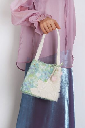 Fresh Style Cat Basket Bag for Women - Light Spring Green Crossbody Tote Bucket Bag - Trendy Spring Fashion Accessory