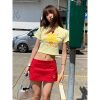 Fruit Print Fitted Waist Short Sleeve T-Shirt for Women - Trendy Slim Crop Top for Summer Style