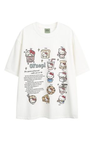 Fun Cartoon Print Short Sleeve T-shirt - Limited Time Offer, Trendy Design for Casual Wear, Perfect for Summer Style