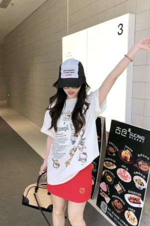 Fun Cartoon Print Short Sleeve T-shirt - Limited Time Offer, Trendy Design for Casual Wear, Perfect for Summer Style