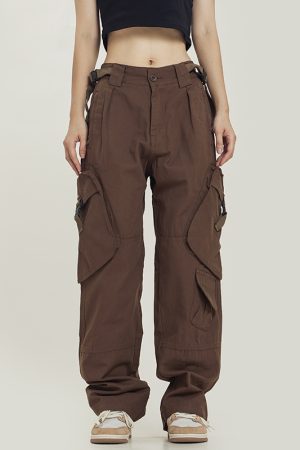 Functional Floor-Length Wide-Leg Work Pants for Men and Women - Casual Loose Fit with Draping Design