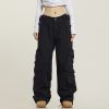 Functional Floor-Length Wide-Leg Work Pants for Men and Women - Casual Loose Fit with Draping Design