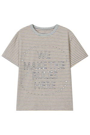 Galaxy Walk Printed Striped Color Block Casual Short Sleeve T-Shirt for Trendy, Relaxed Style