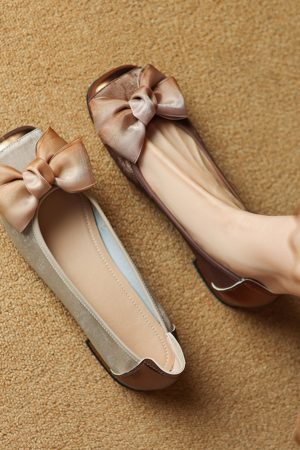 Genuine Leather Bow Low-Heeled Shallow Mouth Flats for Women - Summer Soft Sole Egg Roll Shoes Size 31-43, Trendy Comfort Footwear