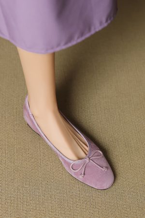 Genuine Leather Bow Tie Tote Bag & Women's Soft Sole Ballet Flats - Large Size Dance Shoes for Comfort and Style