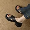 Genuine Leather Cross-Strap Open-Toe Sandals for Women - Summer 2025 Thick-Soled Footwear, Versatile Two-Wear Design
