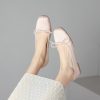 Genuine Leather Elegant Bow Satin Square-Toe Flat Ballet Shoes for Women - Italian Style, Timeless Fashion, Chic Comfort