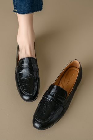 Genuine Leather Flat Loafers for Women â€“ Versatile Soft-Soled Driving Shoes, Italian Style Grandma Shoes