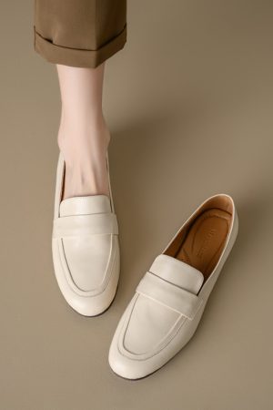 Genuine Leather Flat Loafers for Women â€“ Versatile Soft-Soled Driving Shoes, Italian Style Grandma Shoes