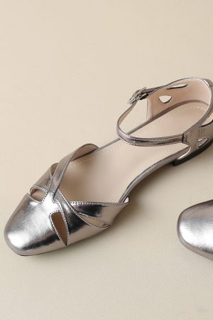 Genuine Leather French Artistic Flat-Toed Roman Sandals for Women - Hollow Design Summer Footwear
