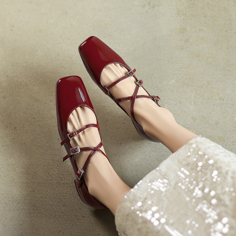 Genuine Leather French Artistic Mary Jane Shoes for Women - Low Heel, Square Toe, Shallow Mouth, College Style, Spring Fashion Genuine Leather French Artistic Mary Jane Shoes for Women - Low Heel, Square Toe, Shallow Mouth, College Style, Spring Fashion