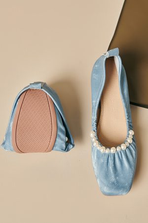 Genuine Leather French-Style Pearl Shallow Mouth Flat Shoes for Women - Italian Corso Venezia Pleated Grandma Shoes