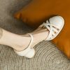 Genuine Leather Hollow High Heel Mary Jane Sandals for Women - Chunky Heel, Round Toe, Italian Style, Summer Fashion