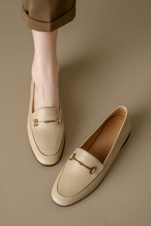 Genuine Leather Loafers for Women, Low-Heeled Flat Shoes, Soft-Soled Driving Shoes, Chic Italian Style Footwear