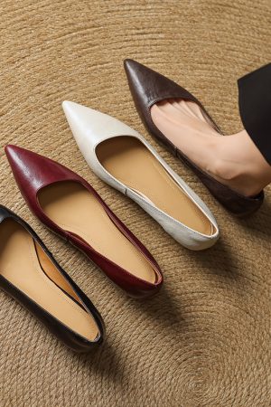 Genuine Leather Low-Heeled Pointed Toe Work Shoes for Women - Elegant Commuting Style, Italian Design, Perfect for Office and Daily Wear