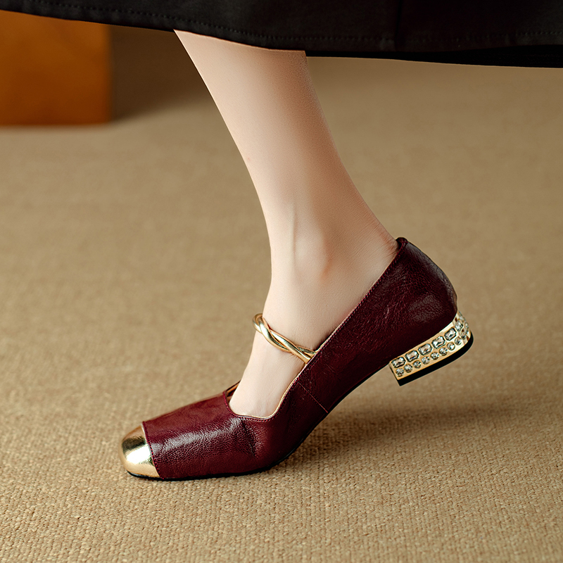 Genuine Leather Mary Jane Shoes for Women - French Low-Heeled Chunky Style, Perfect for Skirts, Italian Corso Venezia Inspired Genuine Leather Mary Jane Shoes for Women - French Low-Heeled Chunky Style, Perfect for Skirts, Italian Corso Venezia Inspired