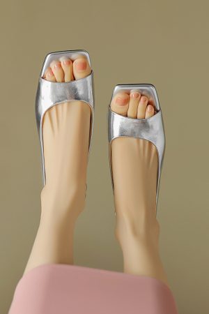 Genuine Leather Mid-Chunky Heel Square-Toe Open-Toe Sandals for Women - Summer 2025 Backless One-Strap Design