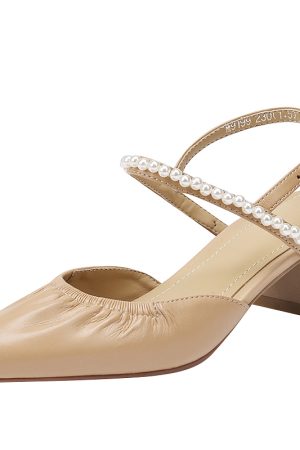 Genuine Leather Pointed Toe Chunky High Heel Backless Sandals â€“ Fairy Style Italian Corso Venezia Inspired Design