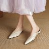 Genuine Leather Pointed Toe Slip-On Mule Slippers for Women - Summer Wedge Closed Toe Outdoor Footwear Fashion