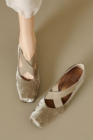 Genuine Leather Retro Chinese Style Ballet Shoes - Mid-Heel Mary Jane Chunky Heel Flats for Y2K and Vintage Fashion Lovers